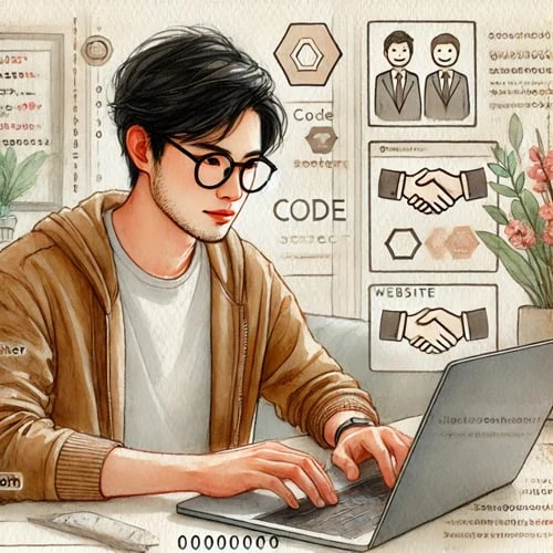 Person working in a computer