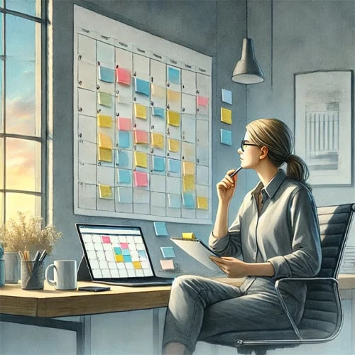 Woman looking at a calendar