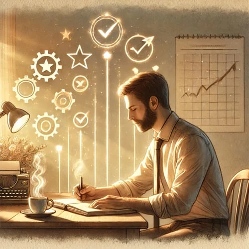 Man writing in a journal