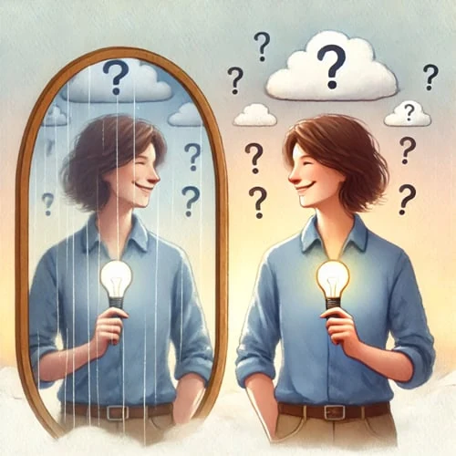 Woman in front of a mirror